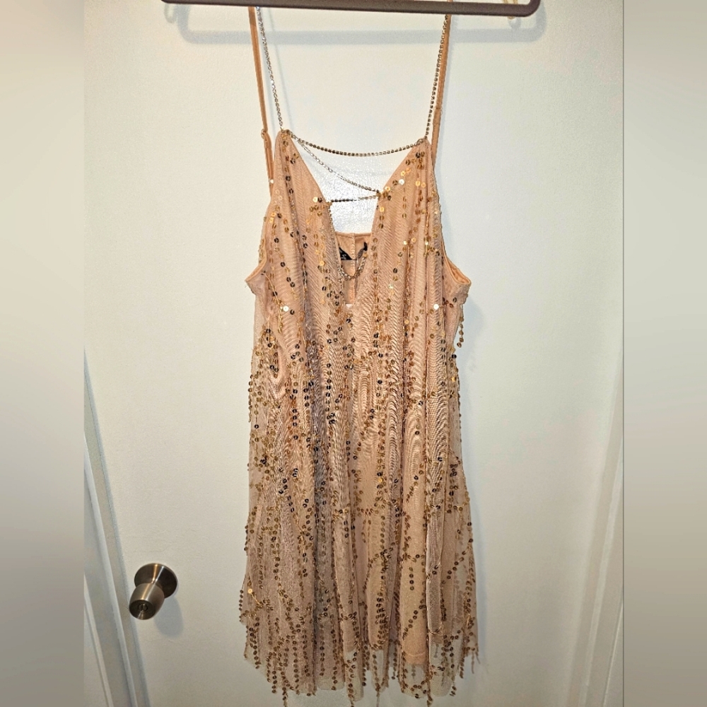 Beaded Tan Dress
